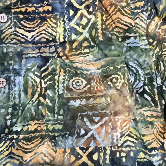 Territory Ahead Mens LARGE 100% Rayon Abstract Geometric Button Hawaiian Shirt - Picture 4 of 9